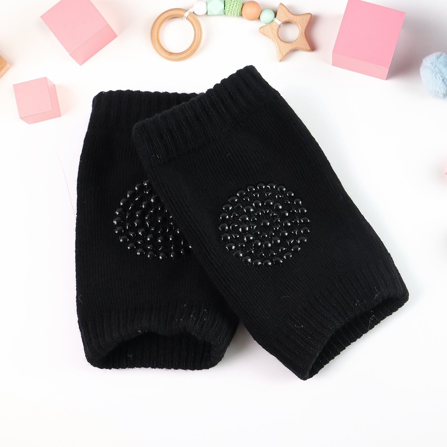 Soft Black Wool Knee Guards for Young Children Soft Black Wool Knee Guards for Young Children